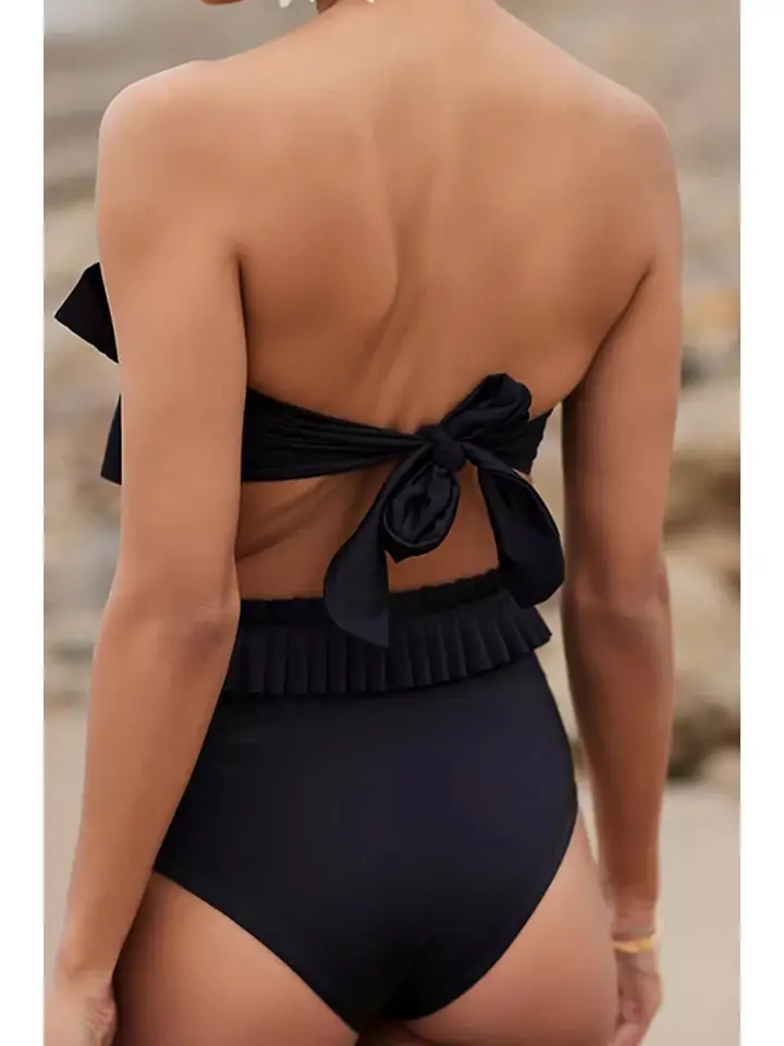 RUFFLED TIE BACK TWO-PIECE SWIM SET